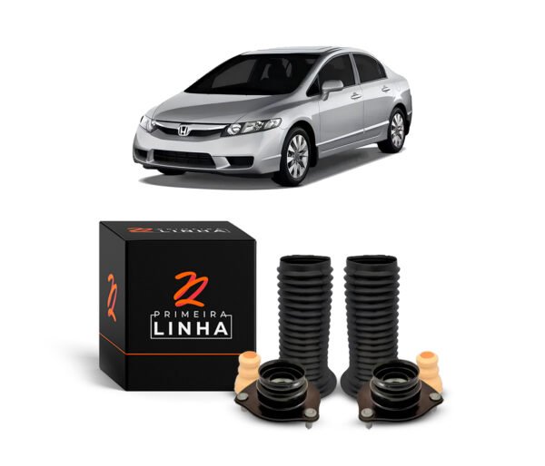 Par Kit Coxim Batente Coifa Dianteiro Civic 2007 2008 2009